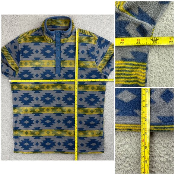 Mountain Khakis Sweater Mens Large L Grey Blue Quarter Snap Aztec Print Fleece - Picture 11 of 11